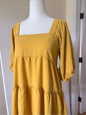 🌸 3/$50: Yellow Mini Tiered Mini Dress with Sleeves